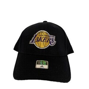 NWT Vintage ADIDAS Black Los Angeles Lakers Hat One Size Universal Fit